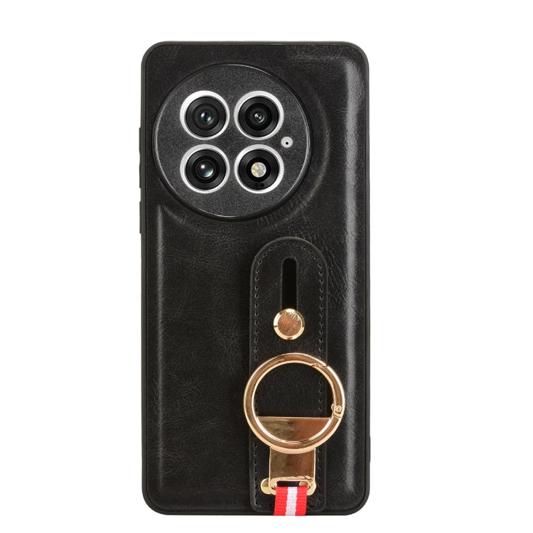 For OnePlus 13 Wristband Leather Back Phone Case(Black) - OnePlus Cases by buy2fix | Online Shopping UK | buy2fix