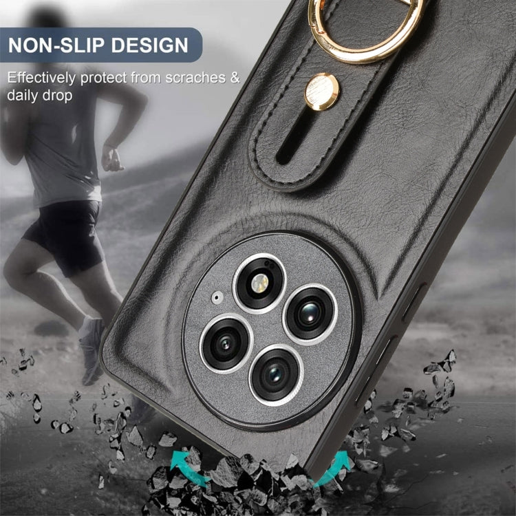 For OnePlus 13 Wristband Leather Back Phone Case(Black) - OnePlus Cases by buy2fix | Online Shopping UK | buy2fix