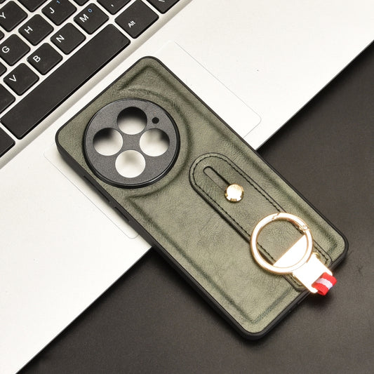 For OnePlus 13 Wristband Leather Back Phone Case(Green) by buy2fix