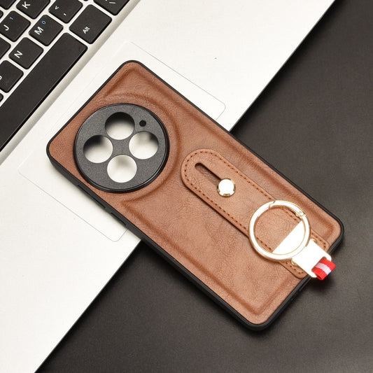 For OnePlus 13 Wristband Leather Back Phone Case(Brown) by buy2fix