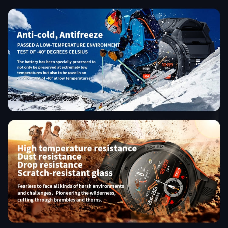 LEMFO C25 1.43 inch HD Round Screen Outdoor Smart Watch Supports Blood Oxygen Detection/Sedentary Reminder(Black Orange) by LEMFO