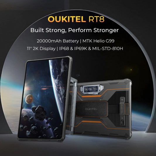 OUKITEL RT8 4G Network IP68/IP69K Rugged Tablet, 6GB+256GB, 11 inch Android 13 MediaTek Helio G99 Quad Core Support Dual SIM, EU Plug(Black) by OUKITEL