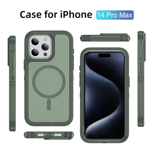 For iPhone 14 Pro Max Guard Magsafe Magnetic Ring Matte Phone Case(Green) by buy2fix
