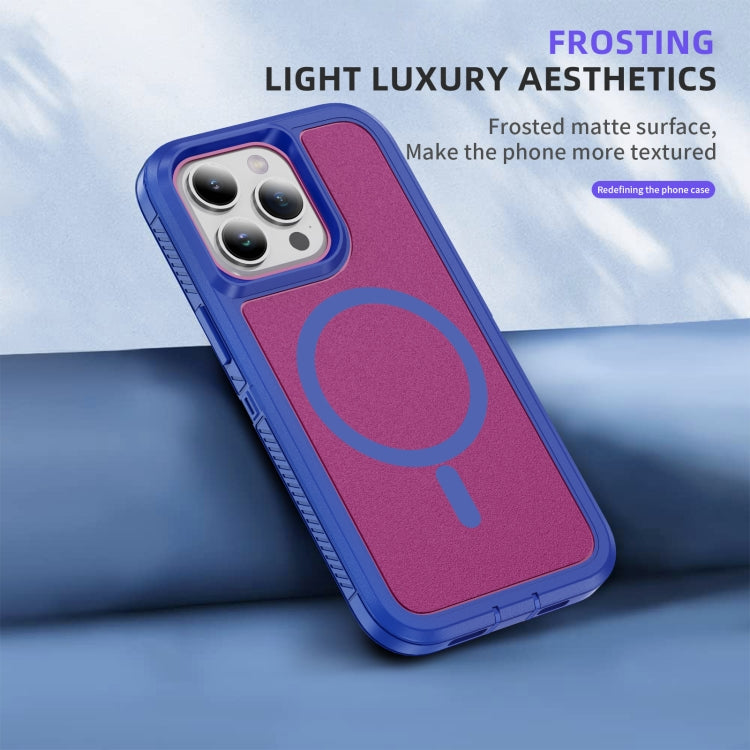 For iPhone 12 / 12 Pro Guard Magsafe Magnetic Ring Matte Phone Case(Blue+Rose Red) by buy2fix