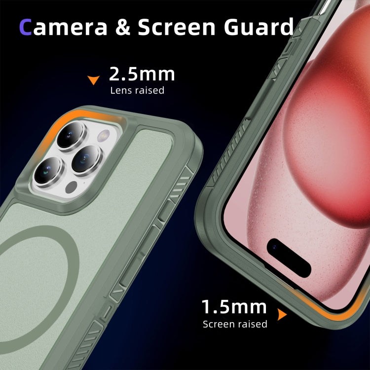 For iPhone 16 Pro Guard Magsafe Magnetic Ring Matte Phone Case(Green) by buy2fix