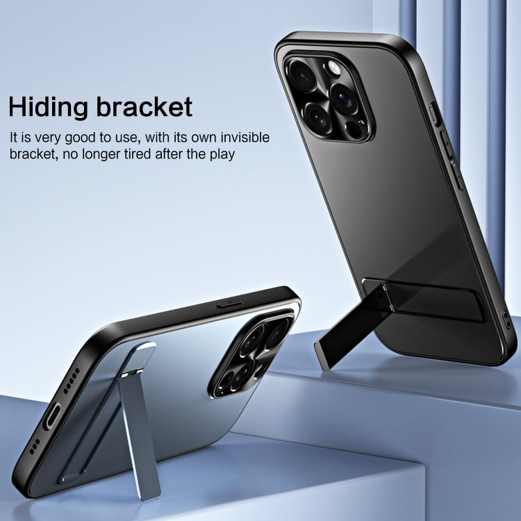 For iPhone 13 Pro Max R-JUST RJ-61 Electroplating Frosted TPU + PC Phone Case with Holder(Silver) by R-JUST