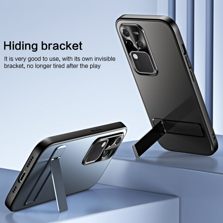 For vivo S18 Pro R-JUST RJ-61 Electroplating Frosted TPU + PC Phone Case with Holder(Silver) by R-JUST