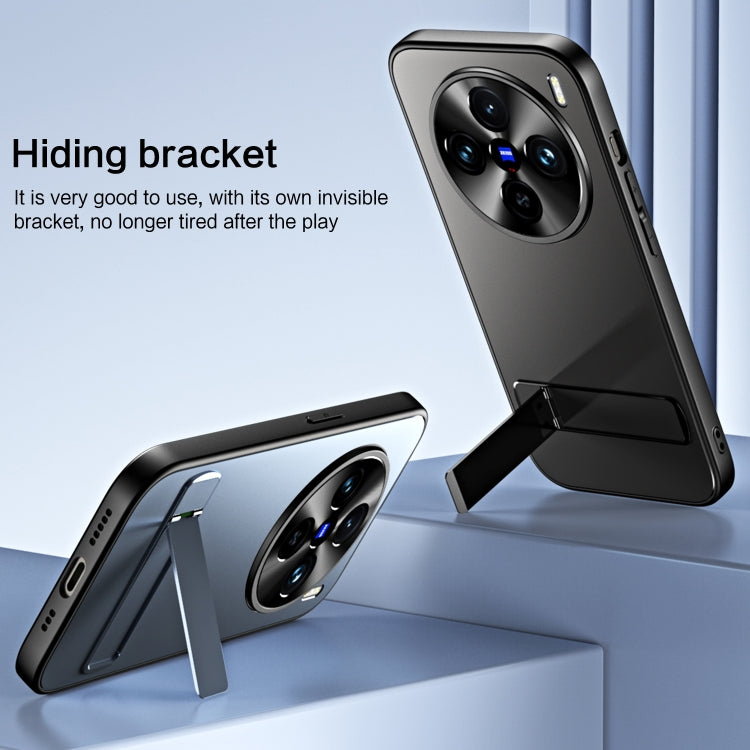 For vivo X100 / X100 Pro R-JUST RJ-61 Electroplating Frosted TPU + PC Phone Case with Holder(Grey) by R-JUST