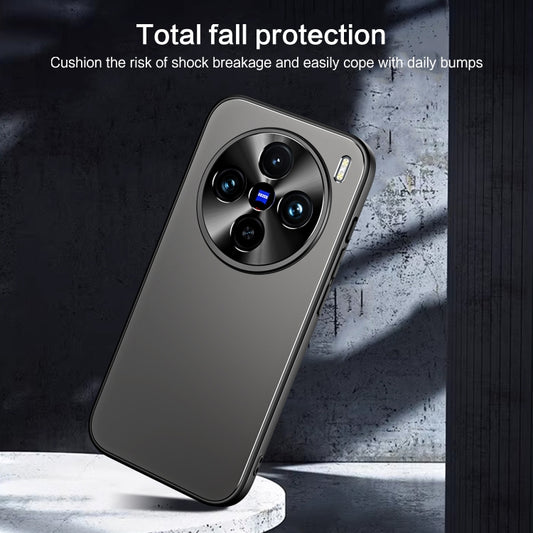 For vivo X100 / X100 Pro R-JUST RJ-61 Electroplating Frosted TPU + PC Phone Case with Holder(Blue) by R-JUST