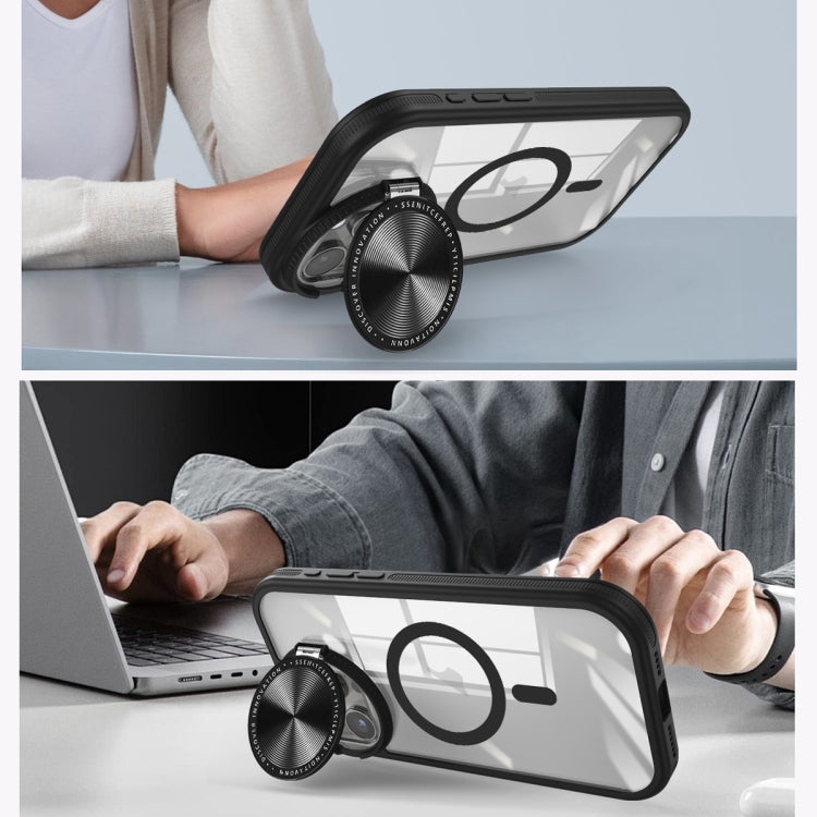 For iPhone 11 Pro Max Round Camshield MagSafe TPU Hybrid PC Phone Case(Black) by buy2fix