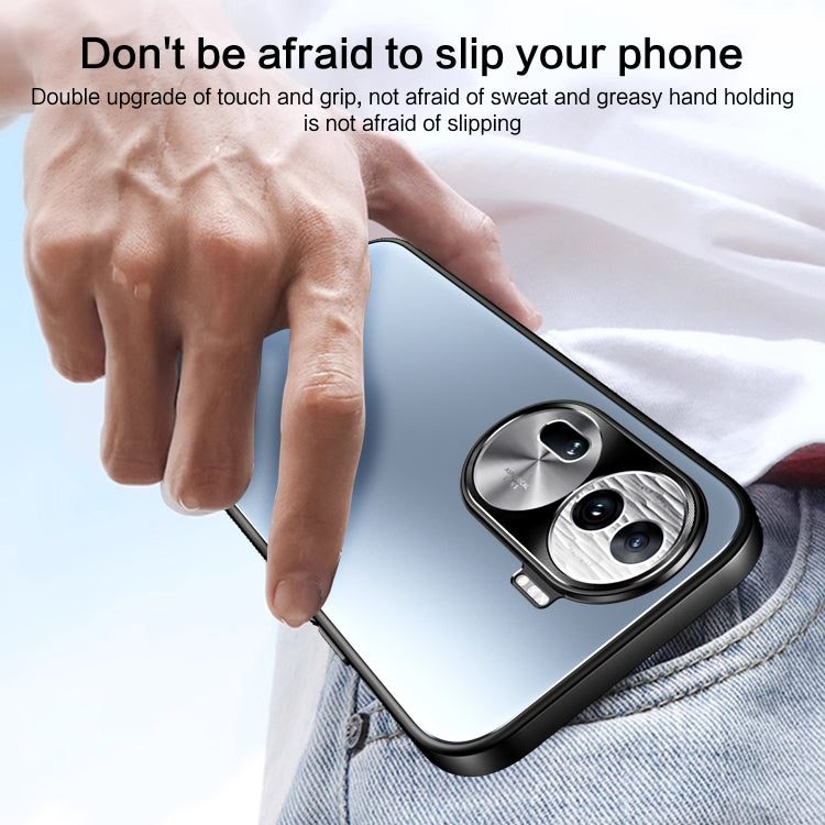 For OPPO Reno11 Global R-JUST RJ-61 Electroplating Frosted TPU + PC Phone Case with Holder(Grey) - OPPO Cases by R-JUST | Online Shopping UK | buy2fix
