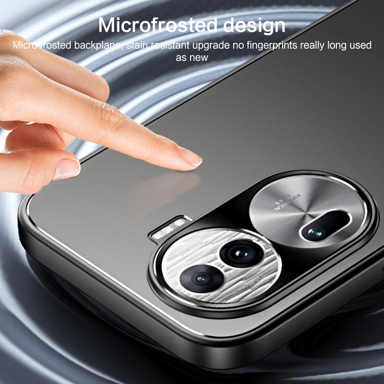 For OPPO Reno11 Global R-JUST RJ-61 Electroplating Frosted TPU + PC Phone Case with Holder(Silver) - OPPO Cases by R-JUST | Online Shopping UK | buy2fix
