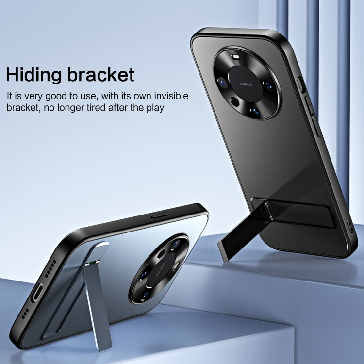 For Huawei Mate 60 Pro R-JUST RJ-61 Electroplating Frosted TPU + PC Phone Case with Holder(Silver) by R-JUST