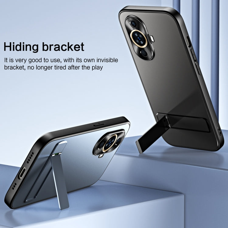 For Huawei nova 11 Pro R-JUST RJ-61 Electroplating Frosted TPU + PC Phone Case with Holder(Silver) by R-JUST