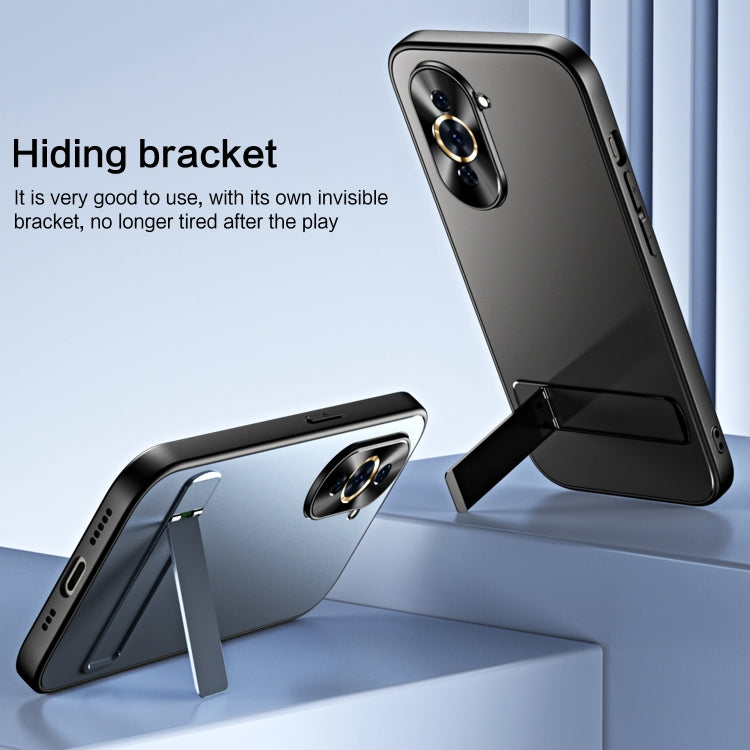 For Huawei nova 10 R-JUST RJ-61 Electroplating Frosted TPU + PC Phone Case with Holder(Grey) by R-JUST