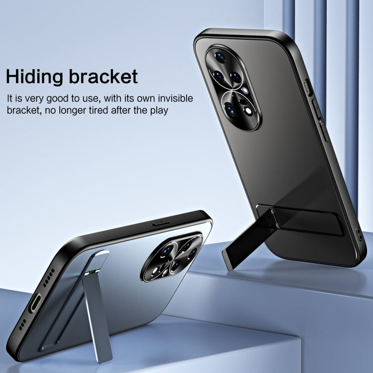 For Huawei P50 Pro R-JUST RJ-61 Electroplating Frosted TPU + PC Phone Case with Holder(Grey) by R-JUST