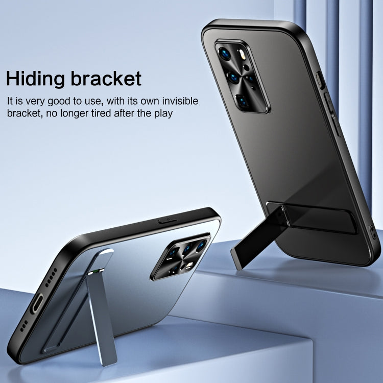 For Huawei P40 Pro R-JUST RJ-61 Electroplating Frosted TPU + PC Phone Case with Holder(Silver) by R-JUST