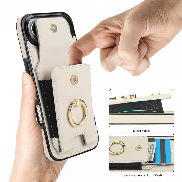 For iPhone Air Elastic Card Bag Ring Holder Phone Case(White) - iPhone Air Cases by buy2fix | Online Shopping UK | buy2fix