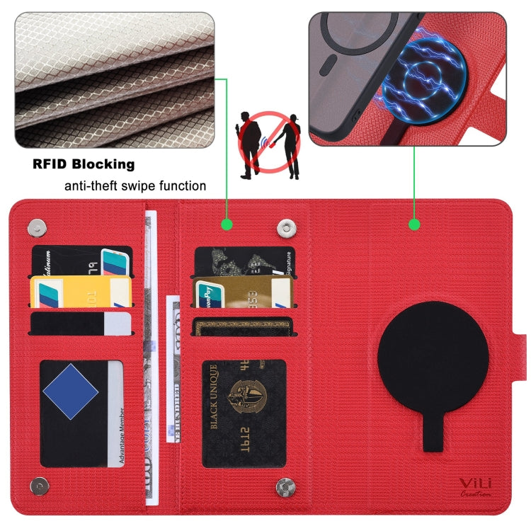 For iPhone 12 / 12 Pro ViLi GHA Series Shockproof MagSafe RFID Leather Attraction Horizontal Flip Phone Case(Red) by ViLi