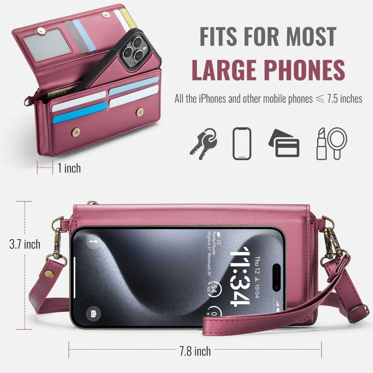 CaseMe Me30 Multi Functional Diagonal Cross Bag Phone Case(Red) - by CaseMe | Online Shopping UK | buy2fix