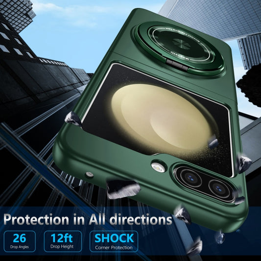 For Samsung Galaxy Z Flip4 5G 360 Degree Rotating Holder MagSafe PC Full Coverage Shockproof Phone Case(Green) by buy2fix