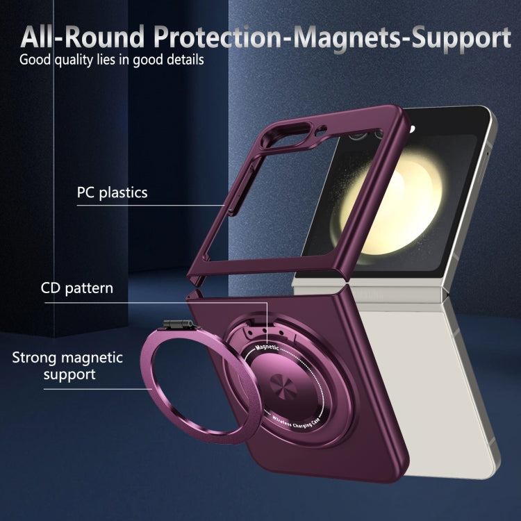 For Samsung Galaxy Z Flip4 5G 360 Degree Rotating Holder MagSafe PC Full Coverage Shockproof Phone Case(Purple) by buy2fix