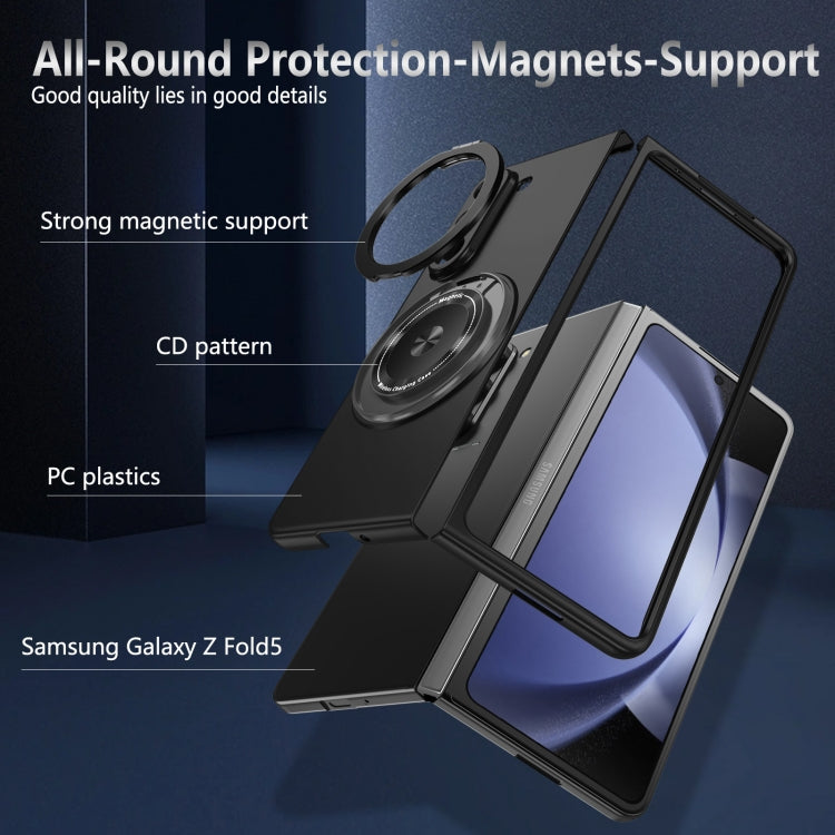 For Samsung Galaxy Z Fold4 5G 360 Degree Rotating Holder MagSafe PC Full Coverage Shockproof Phone Case(Black) by buy2fix