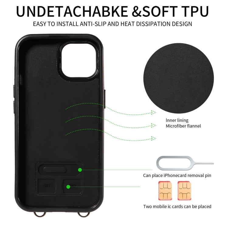 For iPhone 15 Plus Crossbodys Card Bag Ring Holder Leather Phone Case(Green) - iPhone 15 Plus Cases by buy2fix | Online Shopping UK | buy2fix