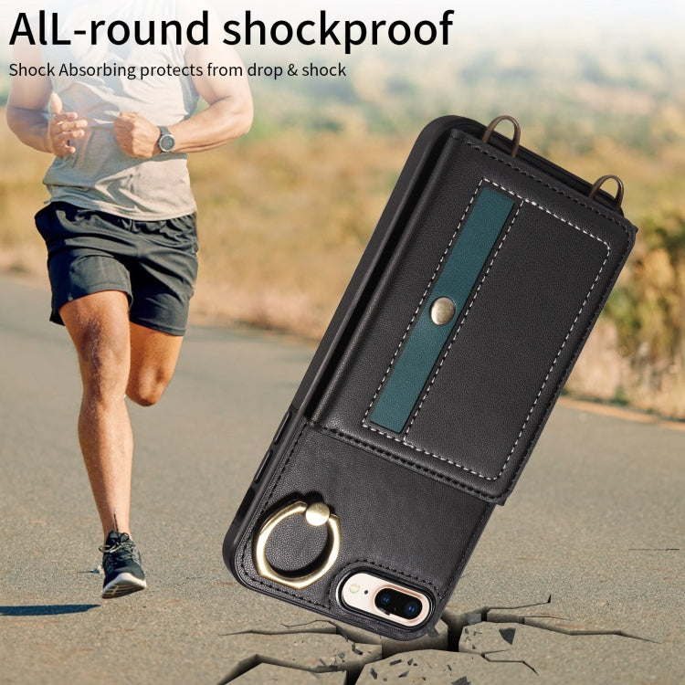 For iPhone 7 / 8 / SE 2022 Crossbodys Card Bag Ring Holder Leather Phone Case(Black) - iPhone SE 2022 / 2020 / 8 / 7 Cases by buy2fix | Online Shopping UK | buy2fix