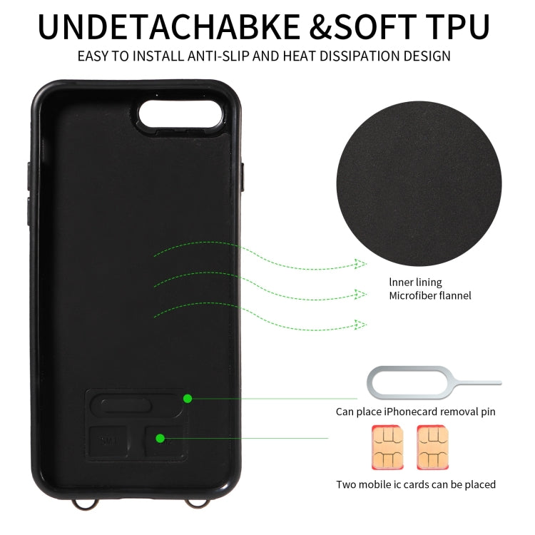 For iPhone 7 / 8 / SE 2022 Crossbodys Card Bag Ring Holder Leather Phone Case(Black) - iPhone SE 2022 / 2020 / 8 / 7 Cases by buy2fix | Online Shopping UK | buy2fix
