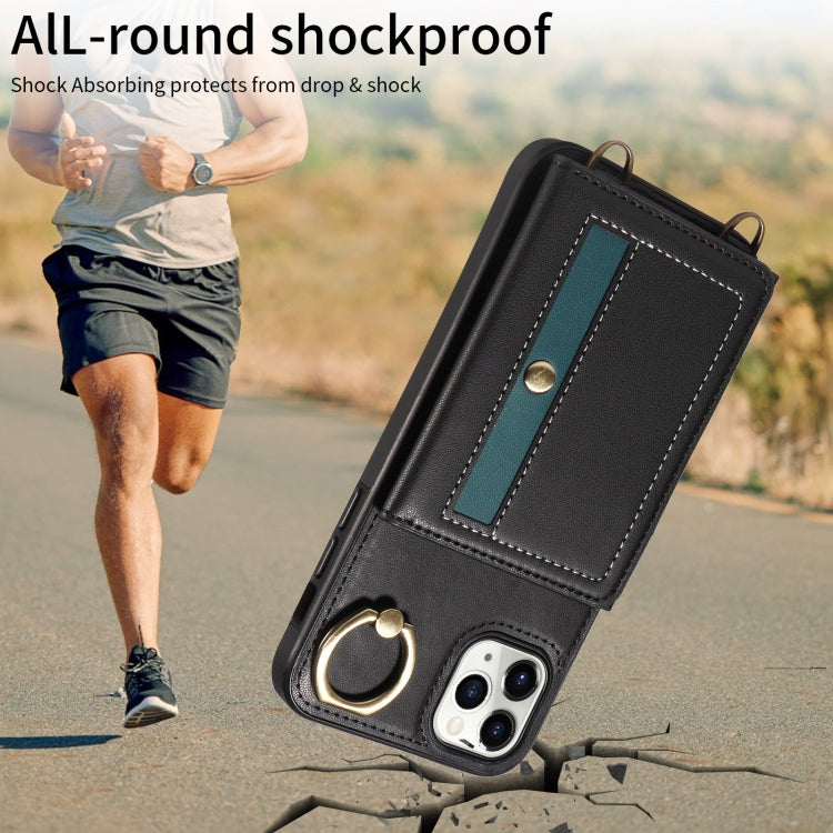 For iPhone 11 Pro Max Crossbodys Card Bag Ring Holder Leather Phone Case(Black) - iPhone 11 Pro Max Cases by buy2fix | Online Shopping UK | buy2fix