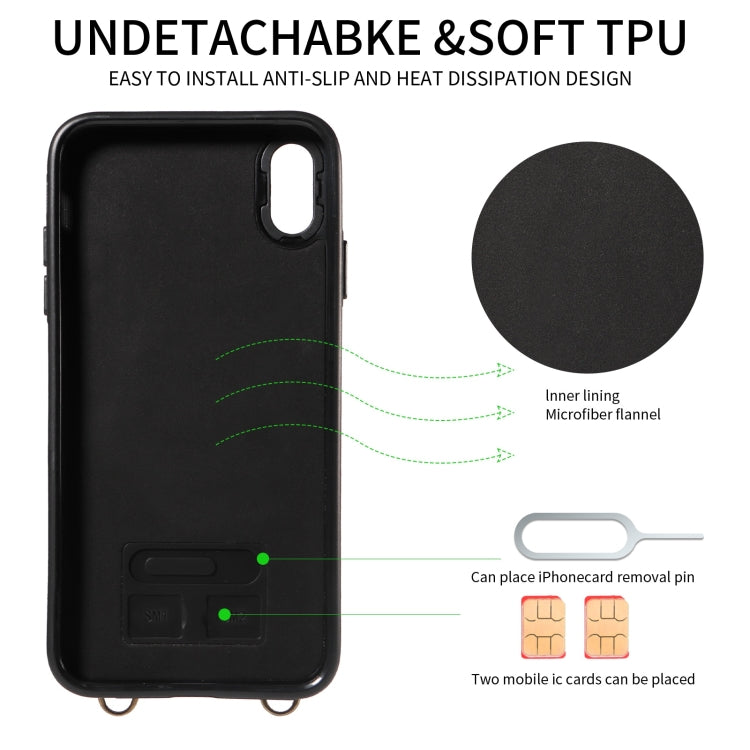 For iPhone XR Crossbodys Card Bag Ring Holder Leather Phone Case(Black) - More iPhone Cases by buy2fix | Online Shopping UK | buy2fix