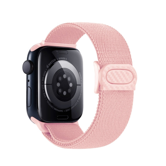 For Apple Watch Ultra 49mm Carbon Fiber Texture Snap Buckle Nylon Watch Band(Pink) by buy2fix