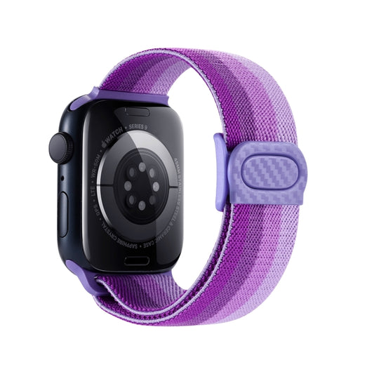For Apple Watch Ultra 49mm Carbon Fiber Texture Snap Buckle Nylon Watch Band(Gradient Purple) by buy2fix