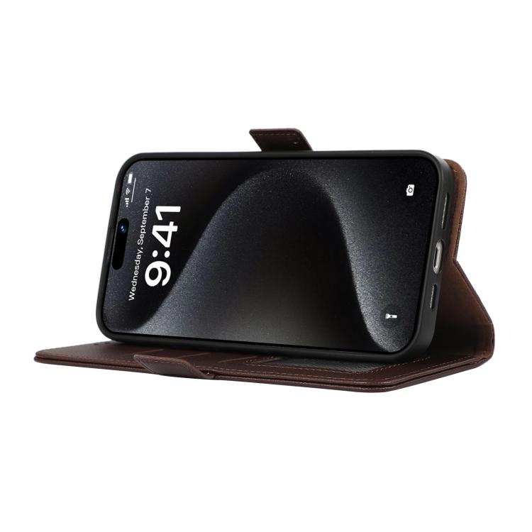 For iPhone Air ABEEL Side-Magnetic Litchi Pattern Leather RFID Phone Case(Brown) - iPhone Air Cases by buy2fix | Online Shopping UK | buy2fix