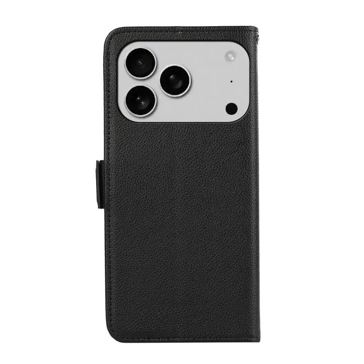 For iPhone 17 Pro ABEEL Side-Magnetic Litchi Pattern Leather RFID Phone Case(Black) - iPhone 17 Pro Cases by buy2fix | Online Shopping UK | buy2fix