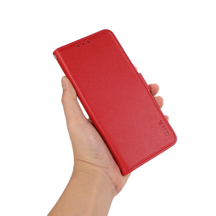 For iPhone 17 Pro Max ABEEL Side-Magnetic Litchi Pattern Leather RFID Phone Case(Red) - iPhone 17 Pro Max Cases by buy2fix | Online Shopping UK | buy2fix