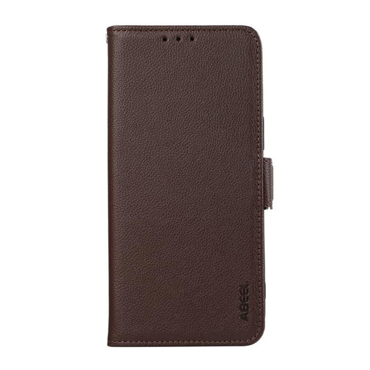 For iPhone 17 Pro Max ABEEL Side-Magnetic Litchi Pattern Leather RFID Phone Case(Brown) - iPhone 17 Pro Max Cases by buy2fix | Online Shopping UK | buy2fix