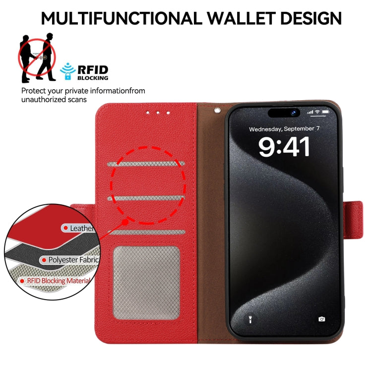 For Samsung Galaxy S22 Ultra 5G ABEEL Side-Magnetic Litchi Pattern Leather RFID Phone Case(Red) by buy2fix