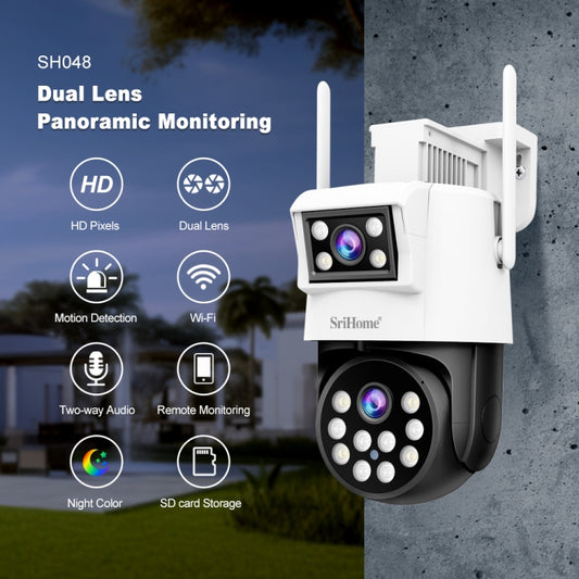 SriHome SH048 2MP + 2MP Humanoid Tracking Smart Night Vision Dual Lens IP Camera(US Plug) by SriHome