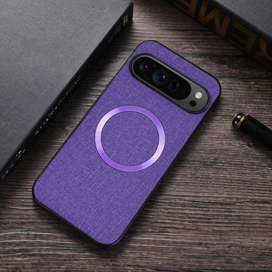 For Google Pixel 9 CD Magnetic Ring Cloth Texture PU Phone Case(Purple) by buy2fix
