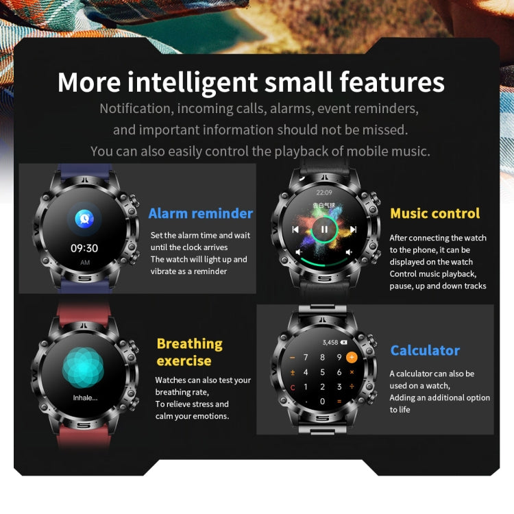 ET482 1.43 inch AMOLED Screen Sports Smart Watch Support Bluetooth Call / ECG Function(Black Steel Band) by buy2fix