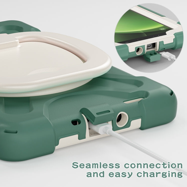 For Samsung Galaxy Tab Active5 X300 Silicone Hybrid PC Tablet Case with Holder & Shoulder Strap(Emerald Green) by buy2fix