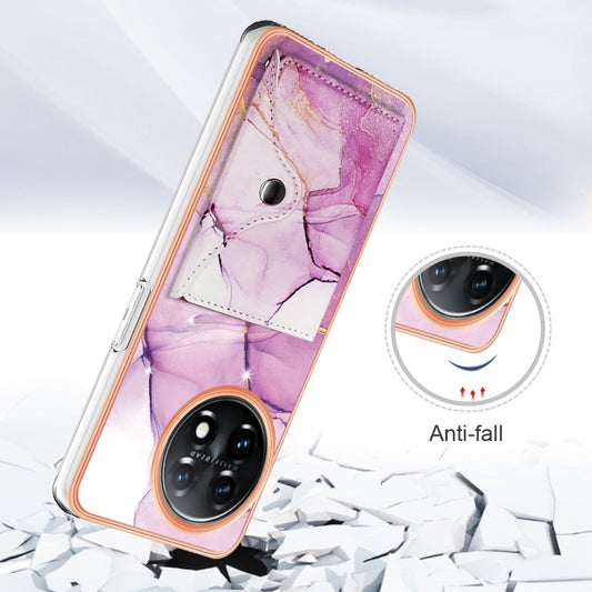 For OnePlus 11 Marble Pattern IMD Card Slot Phone Case(Pink Purple Gold) by buy2fix