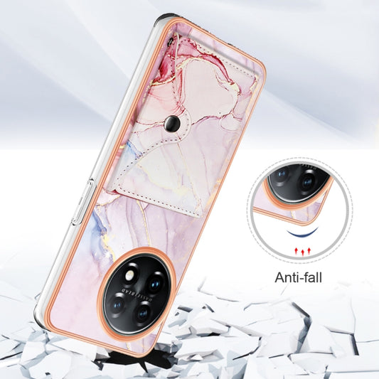 For OnePlus 11 Marble Pattern IMD Card Slot Phone Case(Rose Gold) by buy2fix