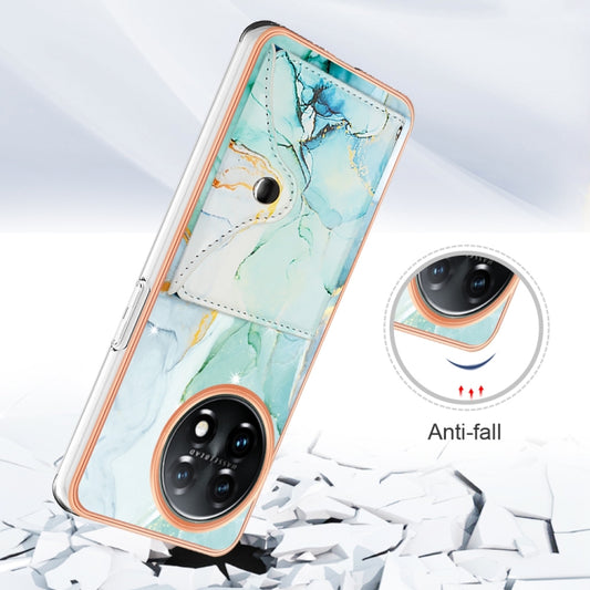 For OnePlus 11 Marble Pattern IMD Card Slot Phone Case(Green) by buy2fix