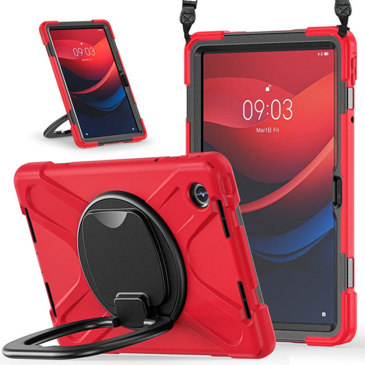For Lenovo Tab M11 /Xiaomi Pad 11 2024 Silicone Hybrid PC Tablet Case with Holder & Shoulder Strap(Red) by buy2fix