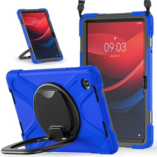 For Lenovo Tab M11 /Xiaomi Pad 11 2024 Silicone Hybrid PC Tablet Case with Holder & Shoulder Strap(Blue) by buy2fix