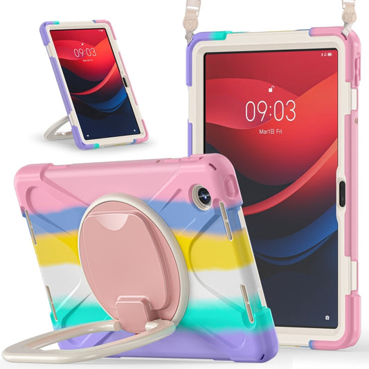 For Lenovo Tab M11 /Xiaomi Pad 11 2024 Silicone Hybrid PC Tablet Case with Holder & Shoulder Strap(Colorful Pink) by buy2fix