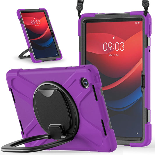 For Lenovo Tab M11 /Xiaomi Pad 11 2024 Silicone Hybrid PC Tablet Case with Holder & Shoulder Strap(Purple) by buy2fix